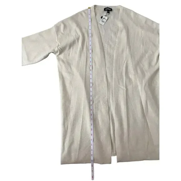 Express Knit Cardigan Duster Long Sleeve Open Front Cream Size Large - NWT - Picture 9 of 9